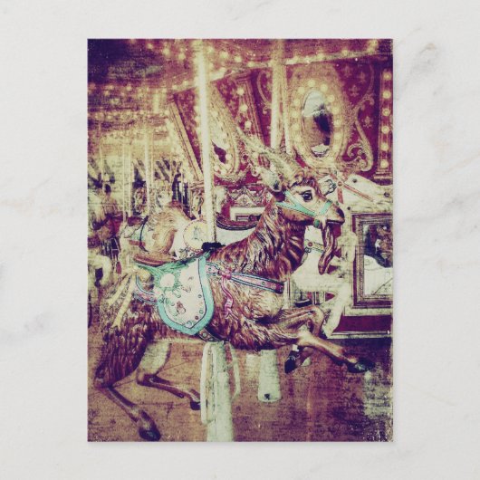 Grunge Merry-Go-Round Goat Feestdagenkaart (Voorkant)