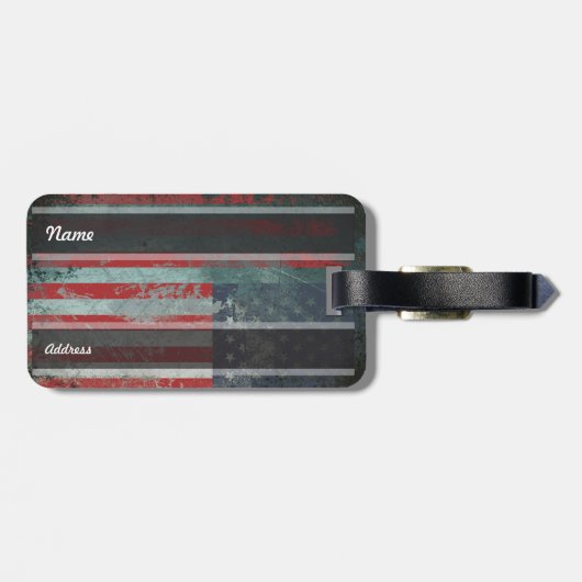 Grunge Metal American Flag 1 Bagagelabel (Achterkant horizontaal)