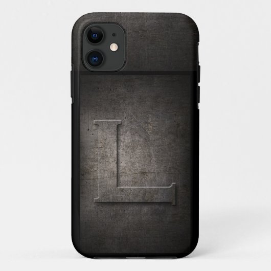 Grunge Metal L Monogram iPhone Case (Achterkant)