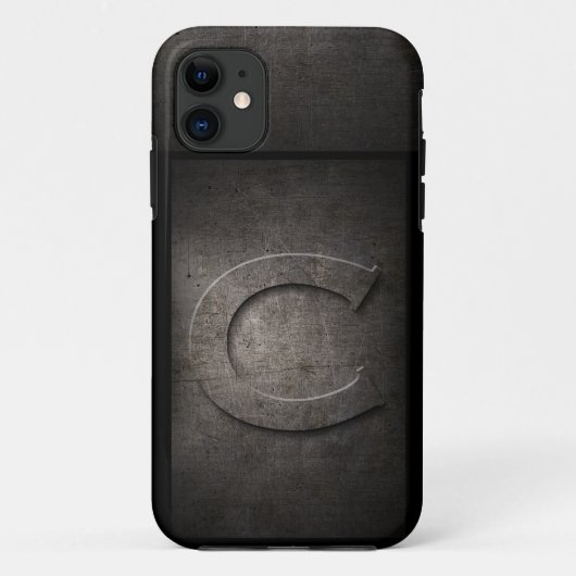 Grunge Metal Monogram Iphone Case voor hem (Achterkant)