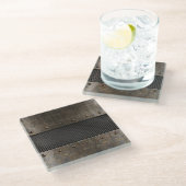 Grunge metalen achtergrond glazen onderzetter (Schuin)