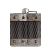 Grunge metalen achtergrond heupfles (Achterkant)