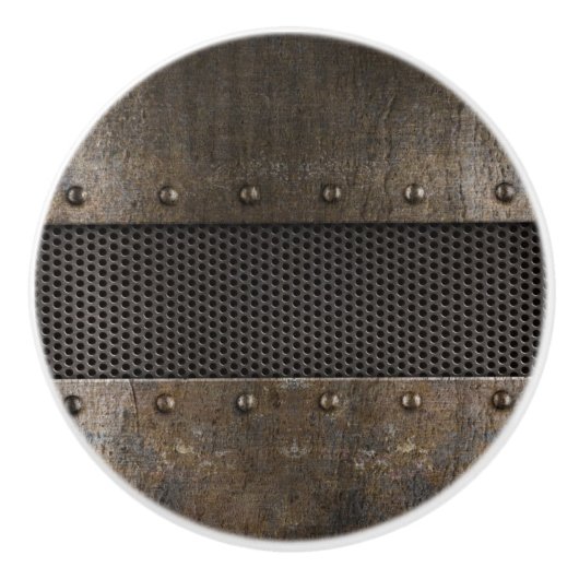 Grunge metalen achtergrond keramische knop (Voorkant)