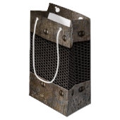Grunge metalen achtergrond klein cadeauzakje (Voorkant Gekanteld)