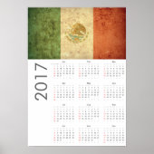 Grunge Mexico Vlag Agenda 2017 Poster (Voorkant)