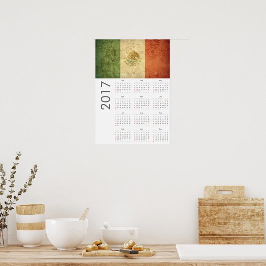 Grunge Mexico Vlag Agenda 2017 Poster (Keuken)