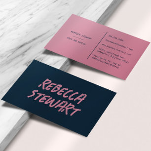 Grunge Modern Creatieve Middernachtblauw en Roze Visitekaartje