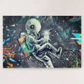 Grunge Modern Space Astronaut Street Art Legpuzzel (Horizontaal)