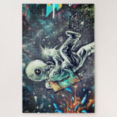 Grunge Modern Space Astronaut Street Art Legpuzzel (Verticaal)