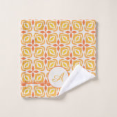 Grunge Monogram | Elegant Geel en Oranje Patroon Bad Handdoek (Wasdoekje)