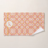 Grunge Monogram | Elegant rood en Oranje patroon Bad Handdoek (Handdoek)