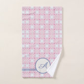 Grunge Monogram | Elegant roze en blauw patroon Bad Handdoek (Handdoek)
