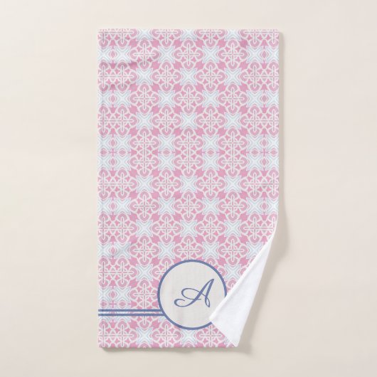 Grunge Monogram | Elegant roze en blauw patroon Bad Handdoek (Handdoek)