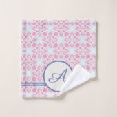 Grunge Monogram | Elegant roze en blauw patroon Bad Handdoek (Wasdoekje)