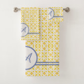 Grunge Monogram | Elegant Yellow & Blue Pattern Bad Handdoek (Insitu)