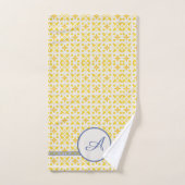 Grunge Monogram | Elegant Yellow & Blue Pattern Bad Handdoek (Handdoek)