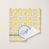 Grunge Monogram | Elegant Yellow & Blue Pattern Bad Handdoek (Wasdoekje)