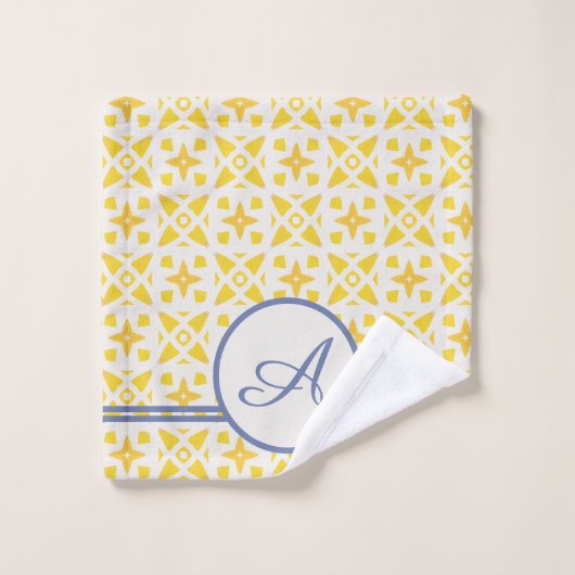Grunge Monogram | Elegant Yellow & Blue Pattern Bad Handdoek (Wasdoekje)
