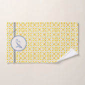 Grunge Monogram | Elegant Yellow & Blue Pattern Bad Handdoek (Handdoek)