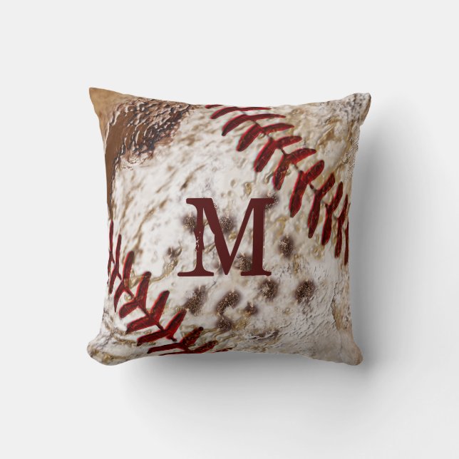 Grunge Monogram Gedecoreerde Vuil Baseball Kussen (Voorkant)
