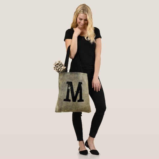 Grunge Monogram, je past je aan, Canvas tas (Op model)