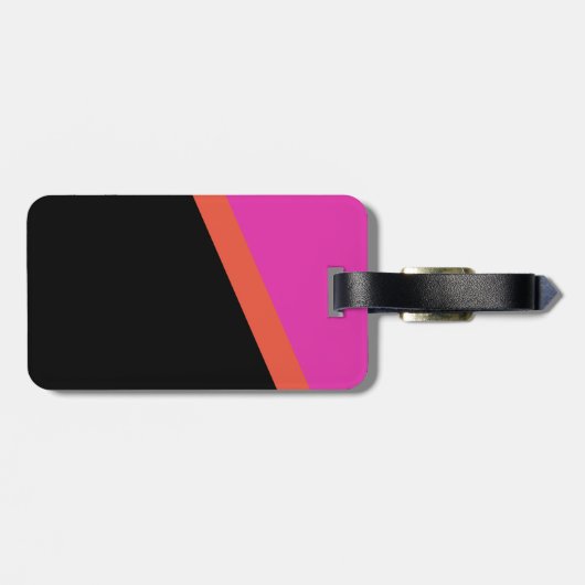 Grunge Monogram Zwart Roze Bagagelabel (Achterkant horizontaal)