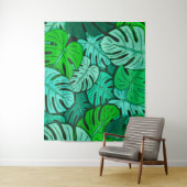 Grunge Monstera Leaves No. 2 Large Wandkleed (In situ)