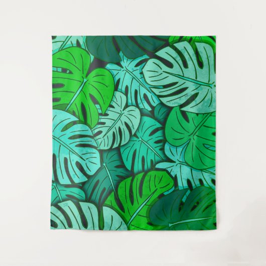 Grunge Monstera Leaves No. 2 Large Wandkleed (Voorkant)