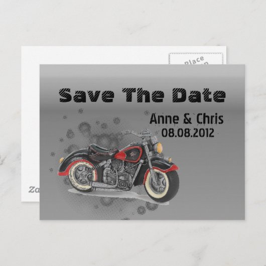 grunge Motorcycle Biker Wedding save the date Aankondigingskaart (Voorkant / Achterkant)