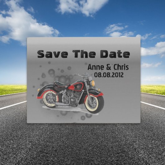 grunge Motorcycle Biker Wedding save the date Aankondigingskaart