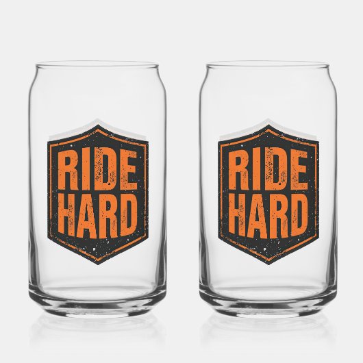 Grunge Motorcycle "Ride Hard" Shield Blikvorm Glas (Achterkant)