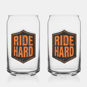 Grunge Motorfiets "Ride Hard" Schild Blikvorm Glas