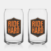 Grunge Motorfiets "Ride Hard" Schild Blikvorm Glas (Achterkant)