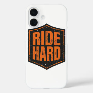 Grunge Motorfiets "Ride Hard" Schild iPhone 16 Hoesje