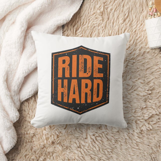 Grunge-motorfiets "Ride Hard"-schild Kussen (Deken)