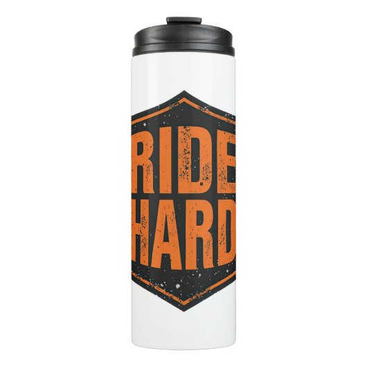 Grunge-motorfiets "Ride Hard"-schild Thermosbeker (Voorkant)