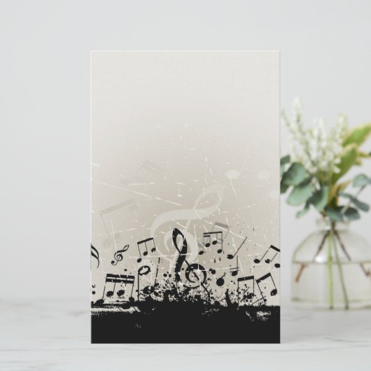 Grunge Music Design Stationery Briefpapier (Staand voorkant)