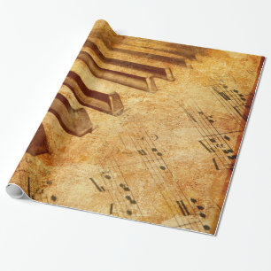 Grunge Music Sheet Piano Keys Cadeaupapier