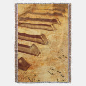 Grunge Music Sheet Piano Keys Deken (Voorkant Verticaal)