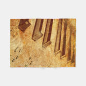 Grunge Music Sheet Piano Keys Fleece Deken (Voorkant (Horizontaal))