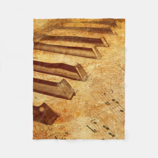 Grunge Music Sheet Piano Keys Fleece Deken (Voorkant)