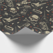 Grunge muziek schedel crossbones patroon cadeaupapier (Hoek)
