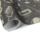 Grunge muziek schedel crossbones patroon cadeaupapier (Rol Hoek)