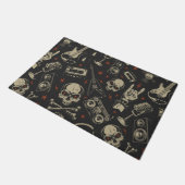 Grunge muziek schedel crossbones patroon deurmat (Schuin)