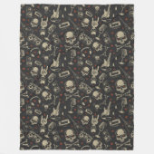 Grunge muziek schedel crossbones patroon fleece deken (Voorkant)