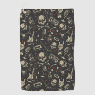 Grunge muziek schedel crossbones patroon golfhanddoek