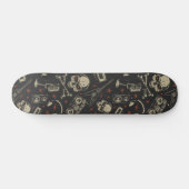 Grunge muziek schedel crossbones patroon persoonlijk skateboard (Horizontaal)
