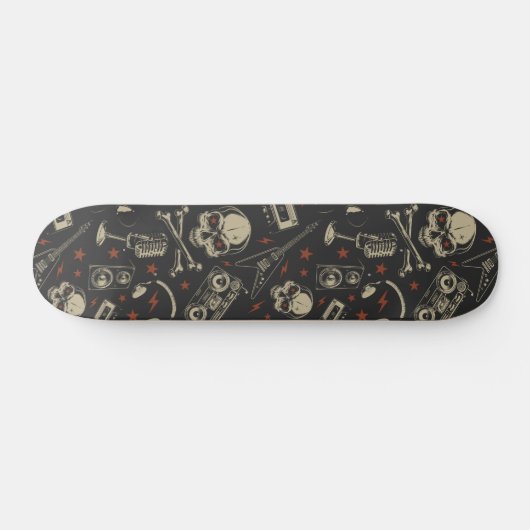 Grunge muziek schedel crossbones patroon persoonlijk skateboard (Horizontaal)