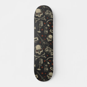 Grunge muziek schedel crossbones patroon persoonlijk skateboard