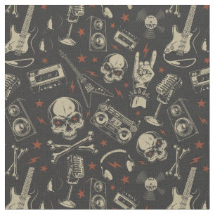 Grunge muziek schedel crossbones patroon stof